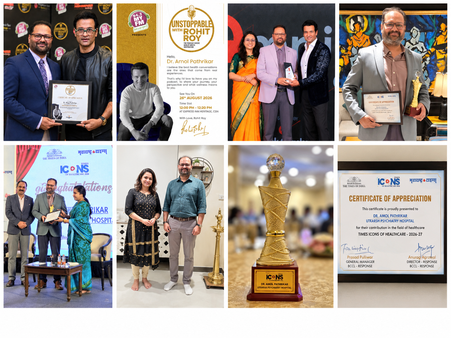 Dr. Amol Pathrikar receiving healthcare awards and recognition
